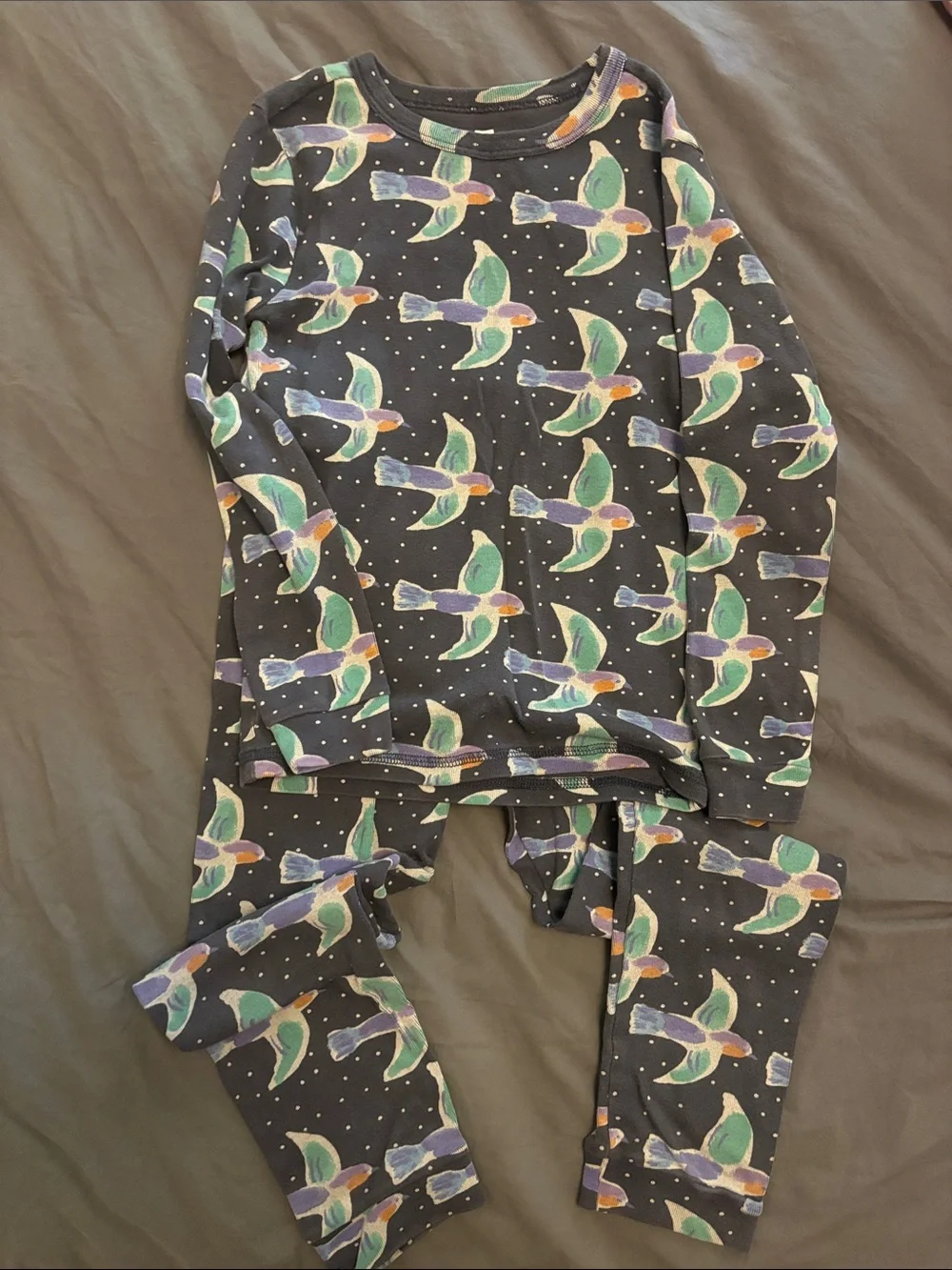 Tea Collection Kids’ Pajamas with Birds, Size 8